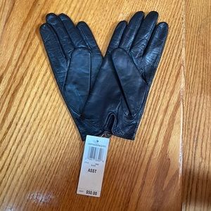 Black leather gloves